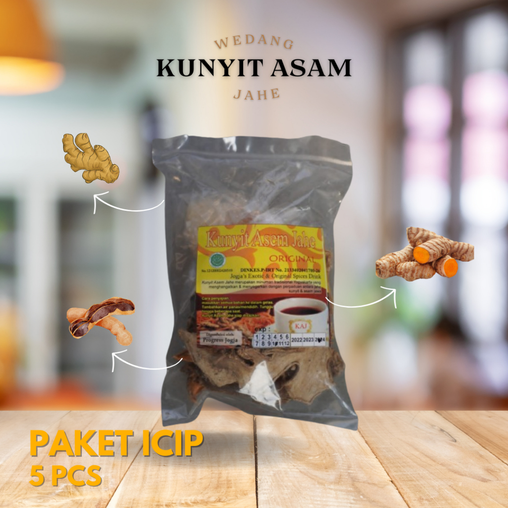 

Wedang Kunyit Asem Jahe Original (PAKET ICIP) 5 Pcs Komplit Khas Jogja - Rempah Minuman Herbal Tradisional