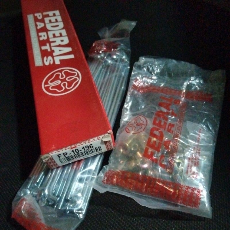 Jari Jari Ruji Jeruji Spoke Set FEDERAL FP-10-196 10x196 10 196 Pelk Pelek Velg Veleg Tromol Roda Gl