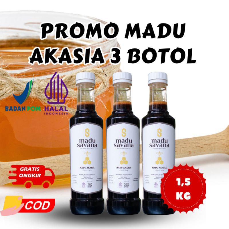 

Madu Akasia Promo 3 Botol Alami Murni Savana