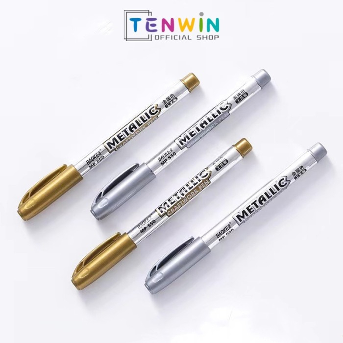 

Baoke Metallic pen marker Gold /silver Marker Spidol metalik