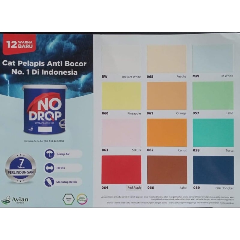 No Drop Cat Pelapis Anti Bocor 1Kg,,Cat Pelapis Anti Bocor No Drop Warna Lengkap 1Kg,Nodrop Cat Anti