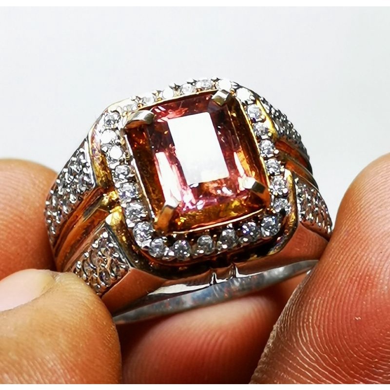 Batu permata natural tourmaline Ring perak asli
