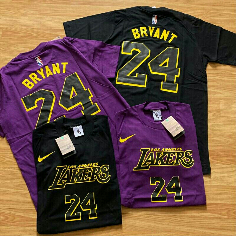 KAOS PRIA WANITA LAKERS 24 UNGU & HITAM FULL TAG PREMIUM