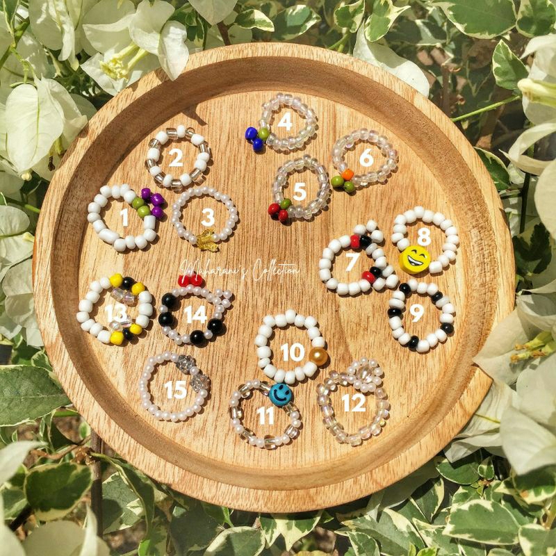 cincin manik manik warna putih | cincin manik korea | cincin manik karakter | cincin manik manik mur