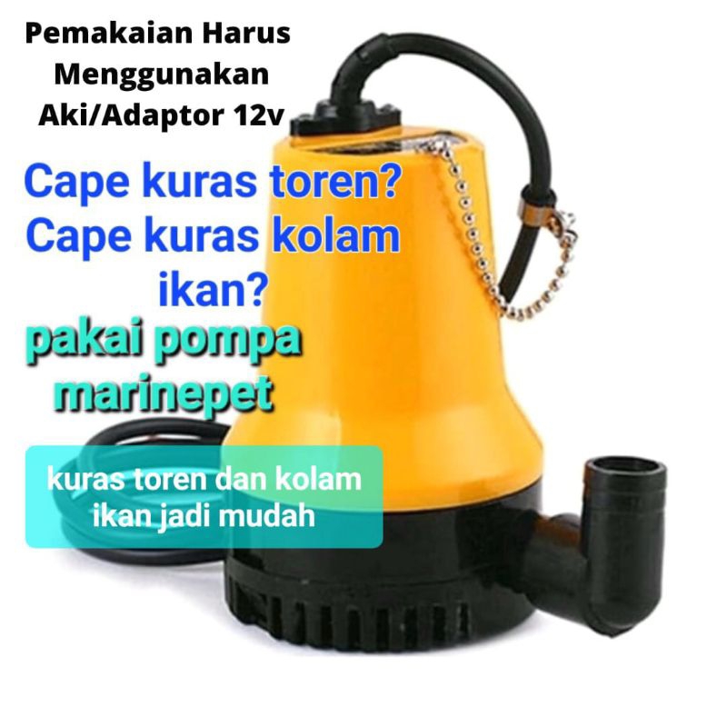 Pompa Air Celup Bilge Pump Marinepet Mini 12volt DC Submersible Pump Air Kotor kolam ikan