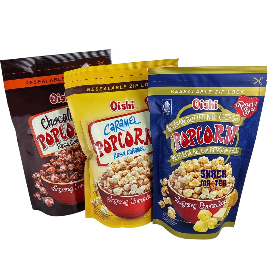 

[KODE HT0J9] Oishi Popcorn Karamel/ Cokelat Pouch -to 100 gr
