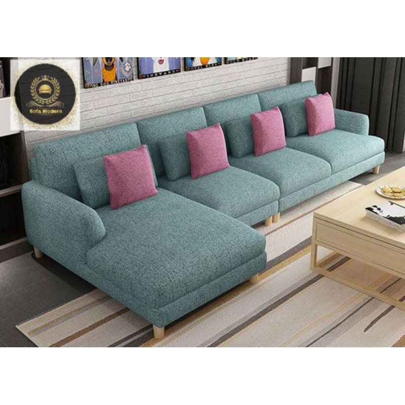 Sofa Letter L Modern Ruang Tamu Minimalis Super Elegant Free Meja Kualitas Premium