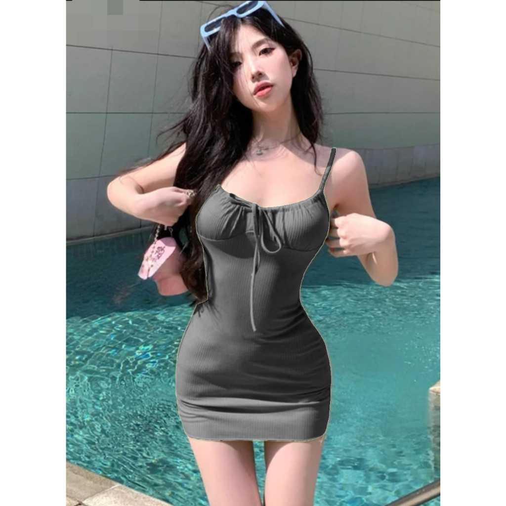 BAJU MINI DRESS SEXY / BAJU MALAM WANITA SEXY KOREA STYLE / BAJU CLUBING WANITA TALI LEHER PITA DEPA