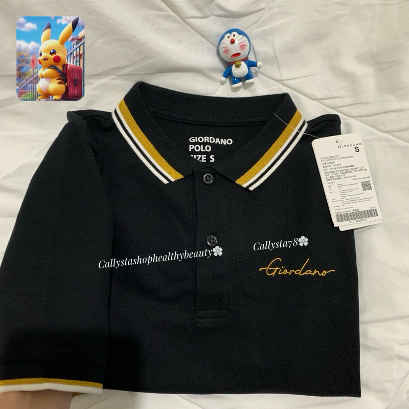 Giordano Polo Shirt Man Signature Black Size S,M,L,XL,XXL