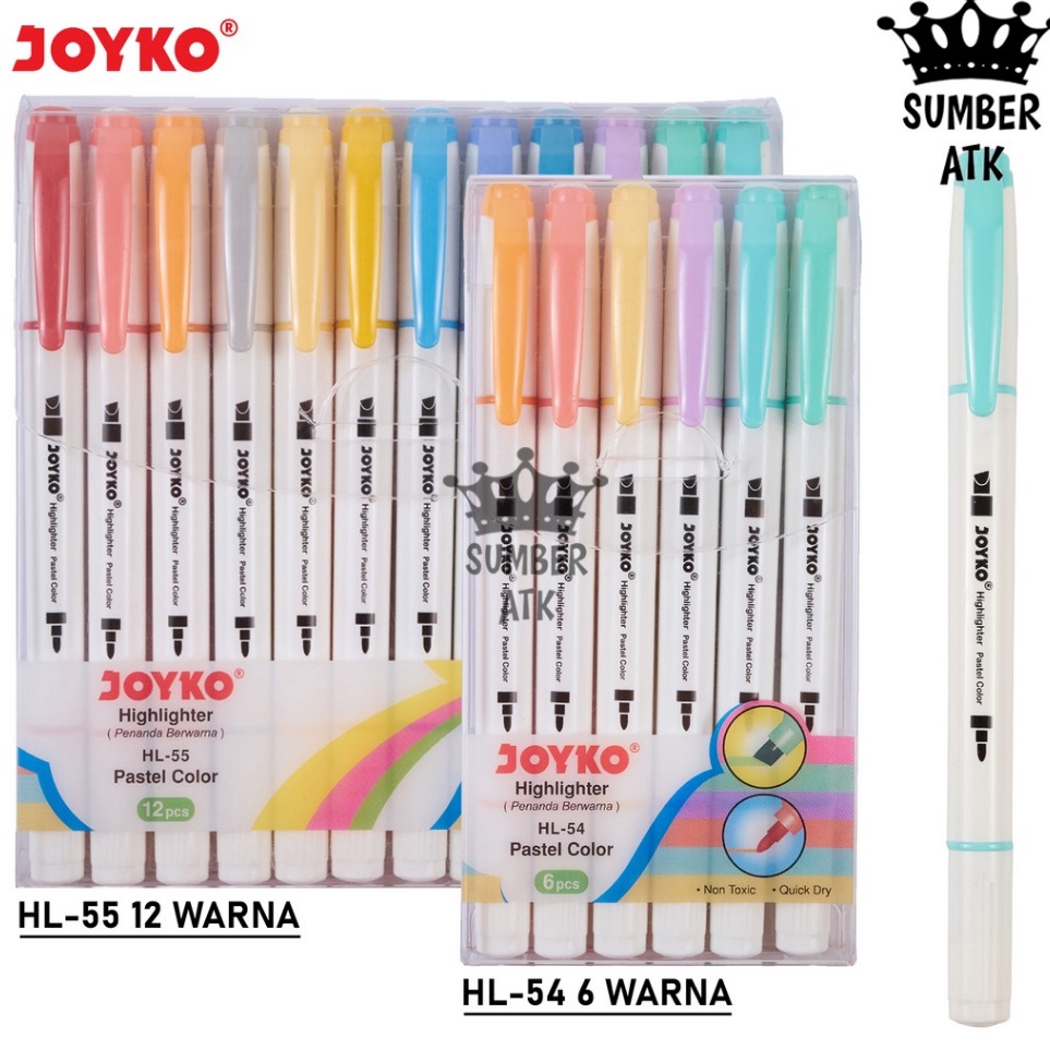 

Ready Stock Highlighter Penanda Joyko HL-54 , HL-55 6 dan 12 warna Pastel