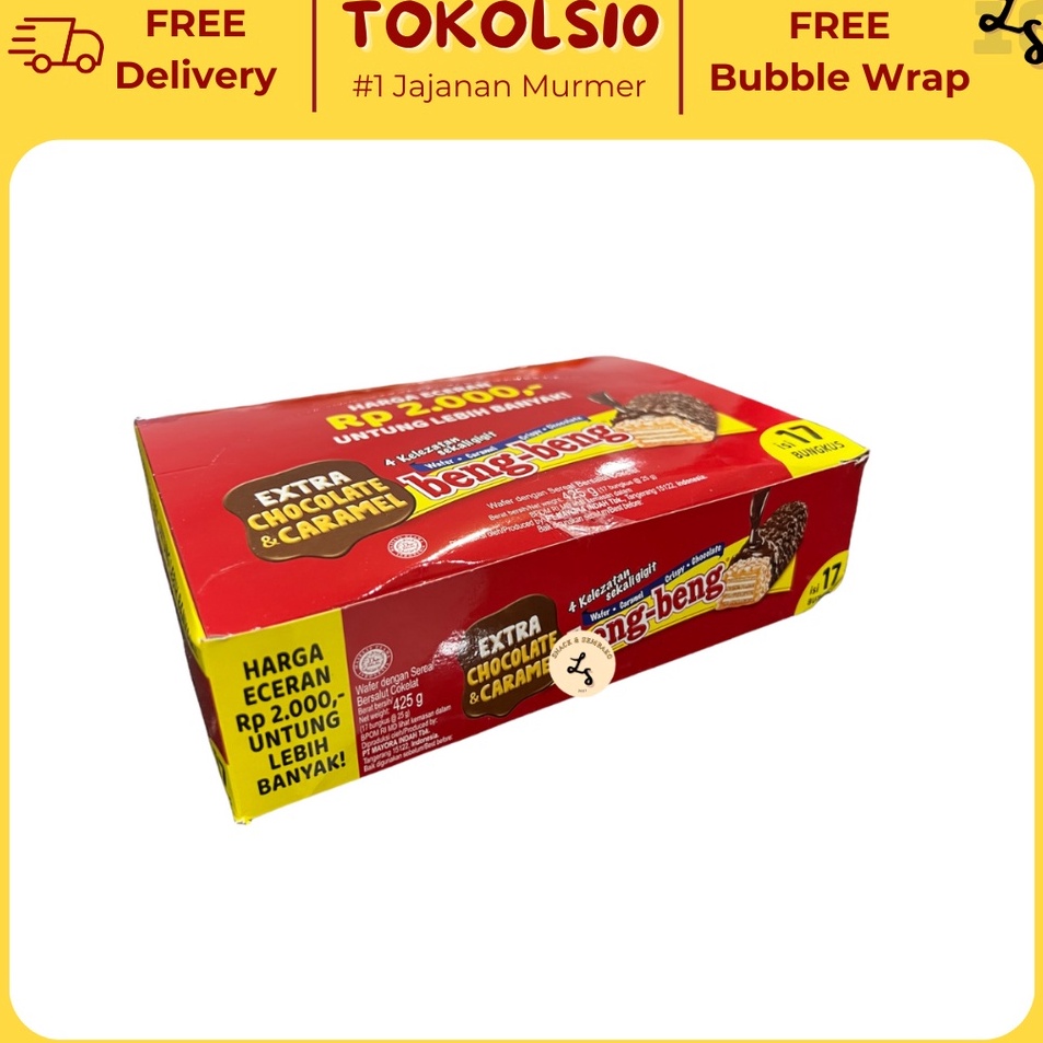 

[KODE MVZV7] NEW Beng-Beng Wafer Caramel Crispy Chocolate 1 Box Isi 17 pcs @25gr