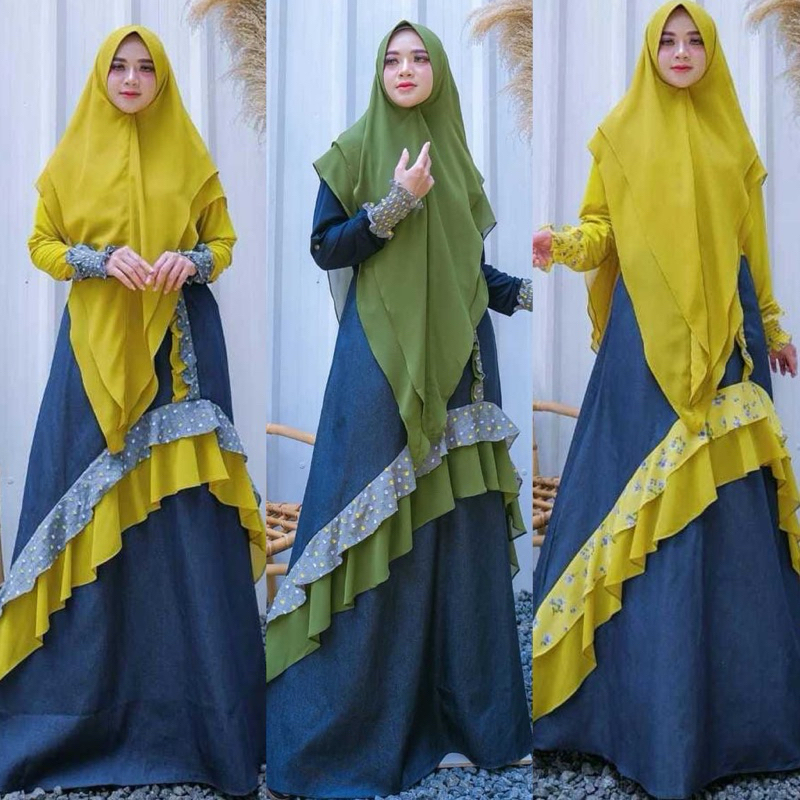 PROMO Dress Denim Set Syari ory brand By Effoni Syari