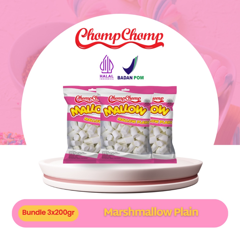 

[♛V55&] Cemilan Kiloan Marshmallow Chompchomp 200gr isi 3 Bungkus [246]