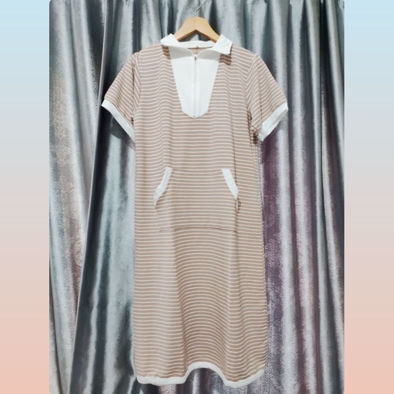 Dress Golden Bee - kerah coklat