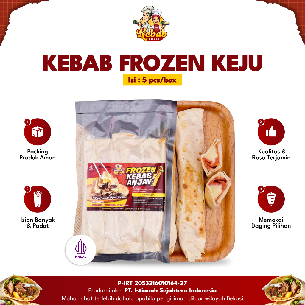 

Kebab Frozen Premium 1 Pack Isi 5pc Kebab Keju Slice Premium Mozarella Halal Homemade Frozen Food Praktis Siap Masak