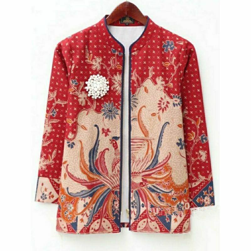 blouse batik kerja kantor motif burung bahan katun premium