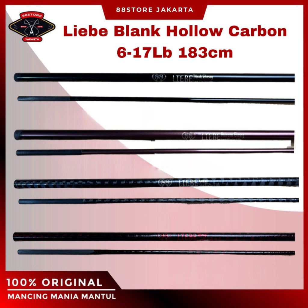 88storejakarta Liebe blank hollow joran scorpion maroon 2 section carbon blank sambung tengah