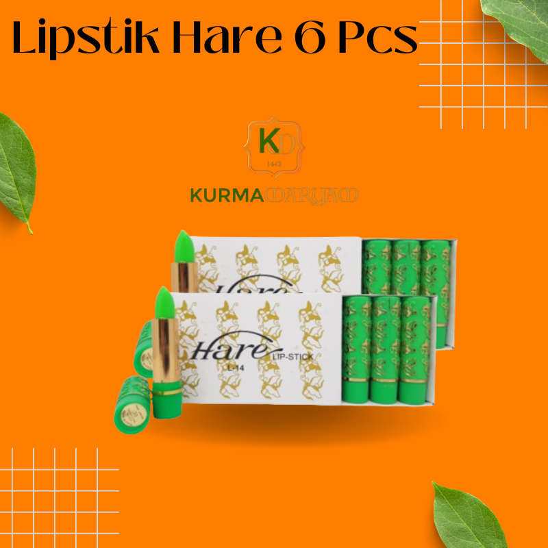 Lipstik Hare 6 Pcs [ 1/2 Lusin ] / Lipstik Hijau Arab / Lipstik Hare Hijau Murah / Lipstik Ijo / Lip