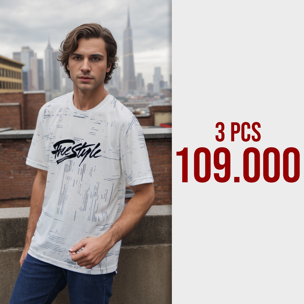 Romp Kaos Pria Scroling PE - Sablon Bludru |3 PCS/109RB|