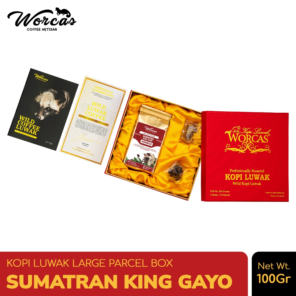 

WORCAS Kopi Luwak Liar Sumatran King Gayo 100gr - Large Gift Box