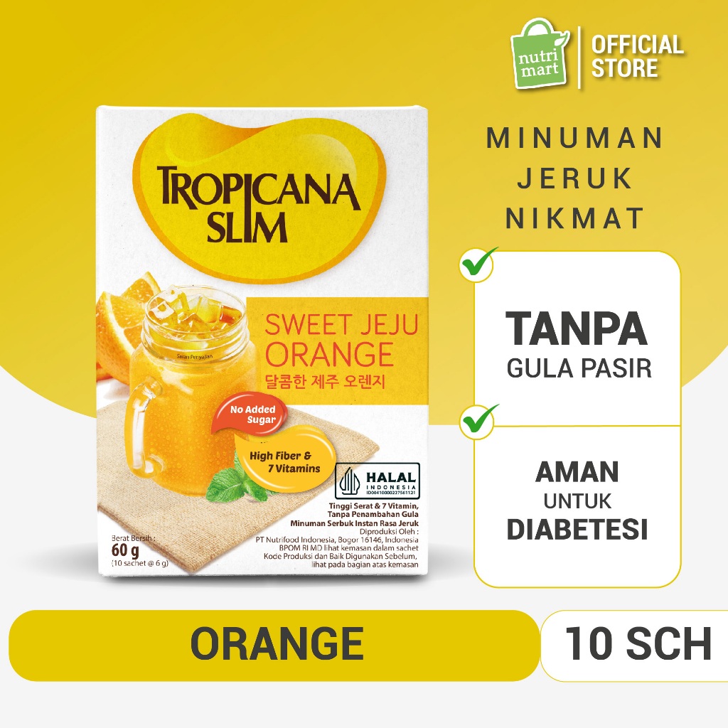 

Tropicana Slim Sweet Jeju Orange (Sugar Free) 10 sachet - Minuman Jeruk Bantu Batasi Gula