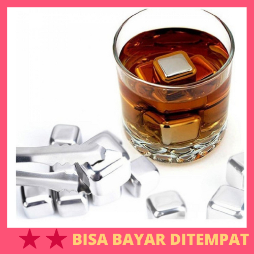 Es Batu Reusable Stainless Steel Ice Cube / Es Batu Pendingin Stenlis Stainless Steinless Steel Besi