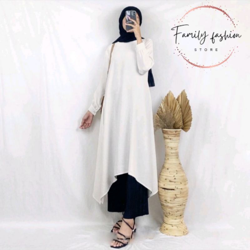 GRISYA TUNIK WANITA CRINKLE AIRFLOW / LONG TUNIK WANITA KOREAN STYLE - Khanza Hijab