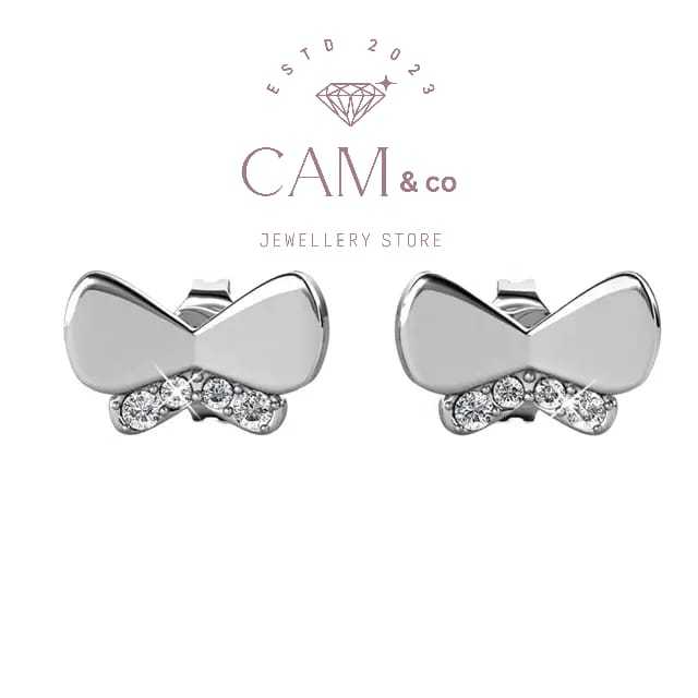 Anting Wanita Kupu-kupu Butterfly Earrings Lapis Emas Putih