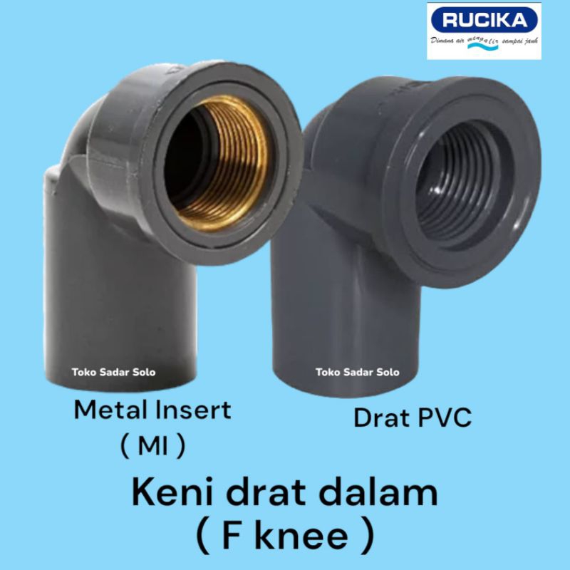 rucika keni drat dalam 90° sock bengkok keni L elbow drat PVC