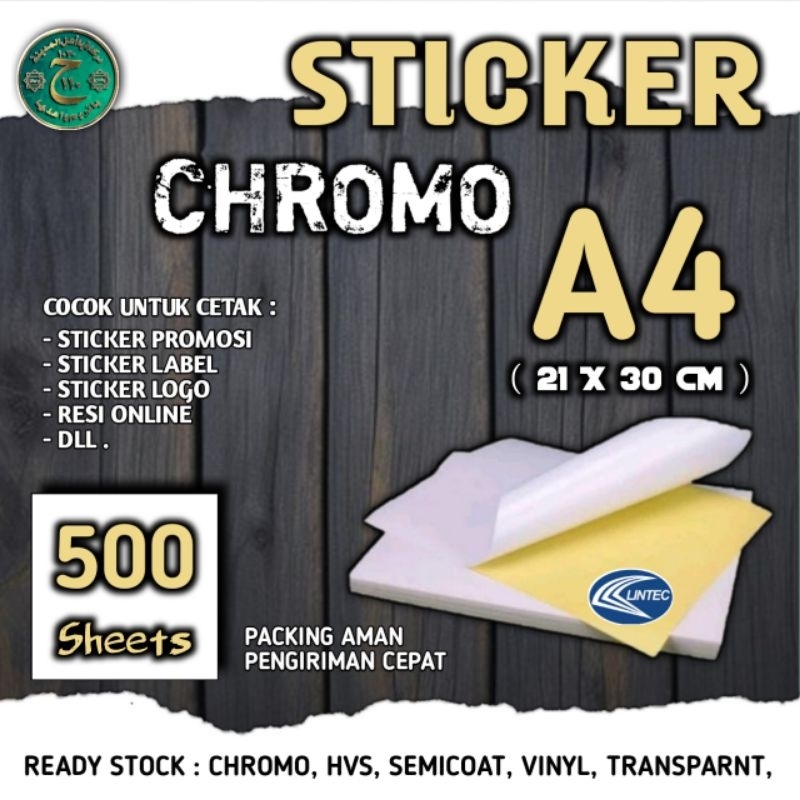 

STICKER CHROMO A4 UKURAN ( 21 X 30 CM ) ISI 500 LEMBAR TERMURAH