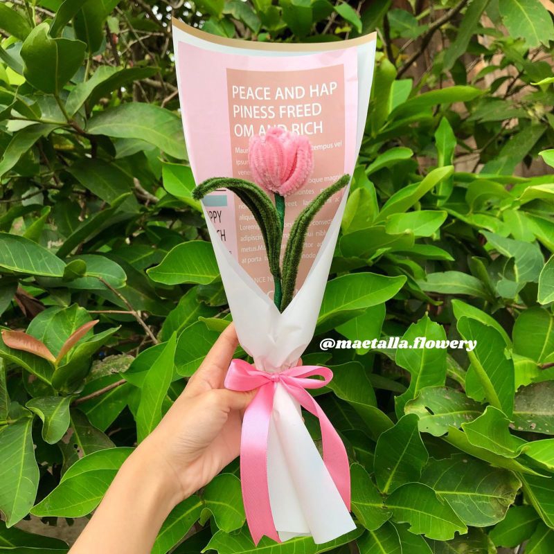 bouquet bunga kawat bulu /Hand bucket kawat bulu bunga tulip