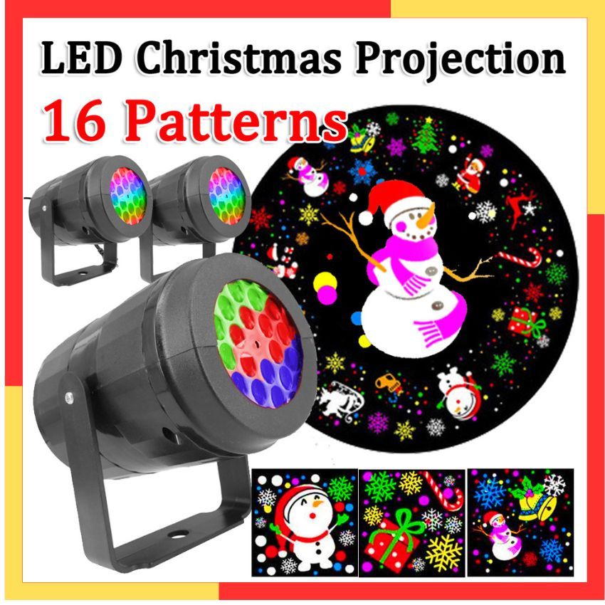 Lampu Hias Natal Proyektor LED 16 Pola Warna Warni Outdoor Indoor Waterproof Anti Air 24V 5W