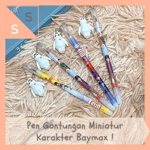 

[simplyshop] Pen / Pulpen Gel Gantungan Miniatur Karakter Kartun Bola Putih Baymax Merah Snowman Big Hero 6 PG-1058 Alat Tulis ATK Anak Sekolah Kantor Ready Grosir