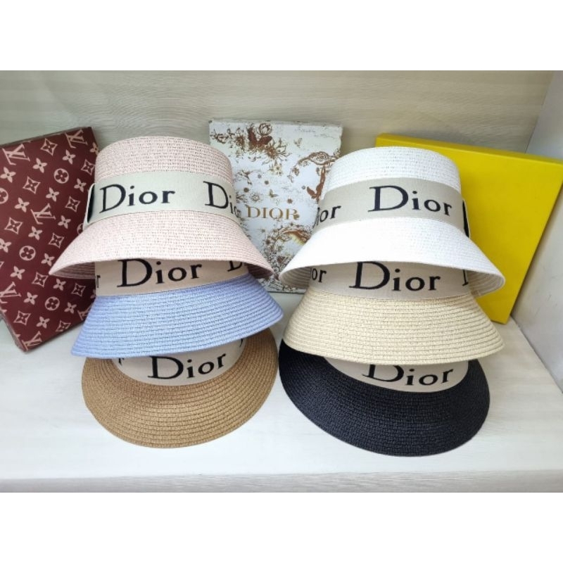 TOPI PANTAI ANYAM DIOR topi pantai bulat