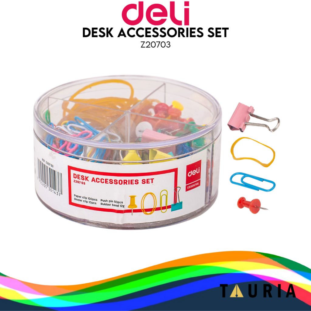 

SET Paper Klip Karet Paku Kertas Push Pin Binder Deli Z20703