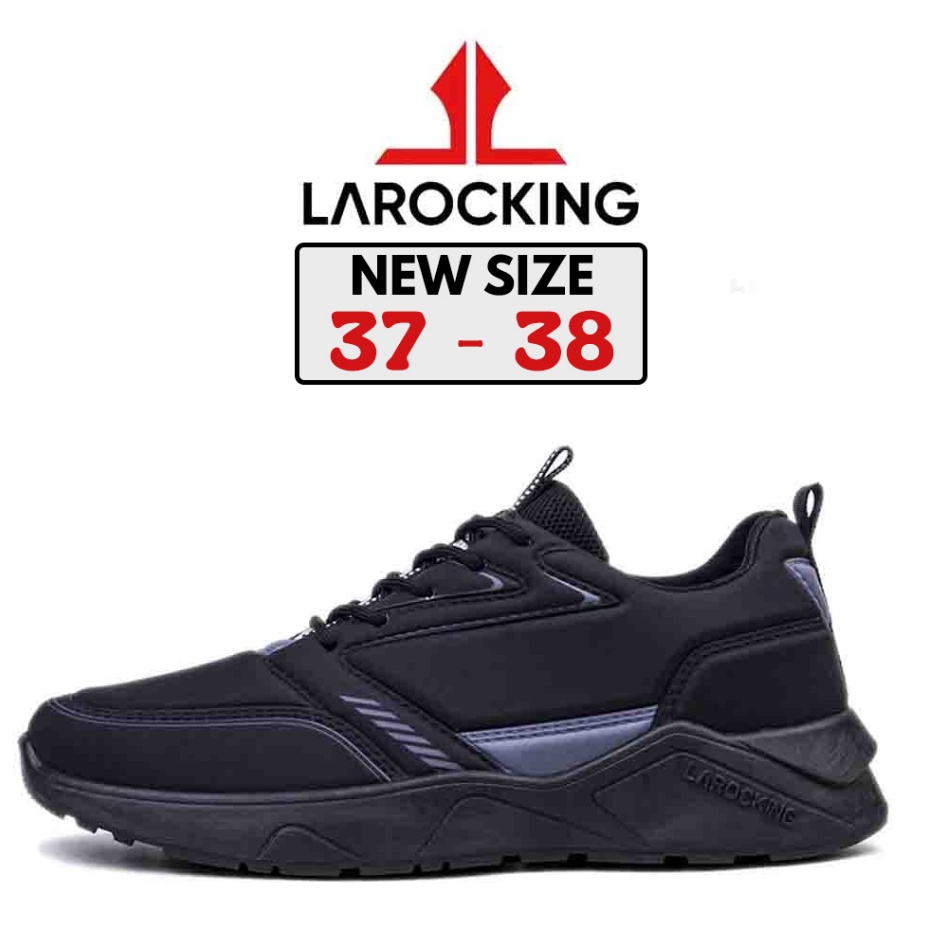 ←✻ Larocking - Raptor Hitam Polos | Sepatu Sneakers Running Gym Shoes