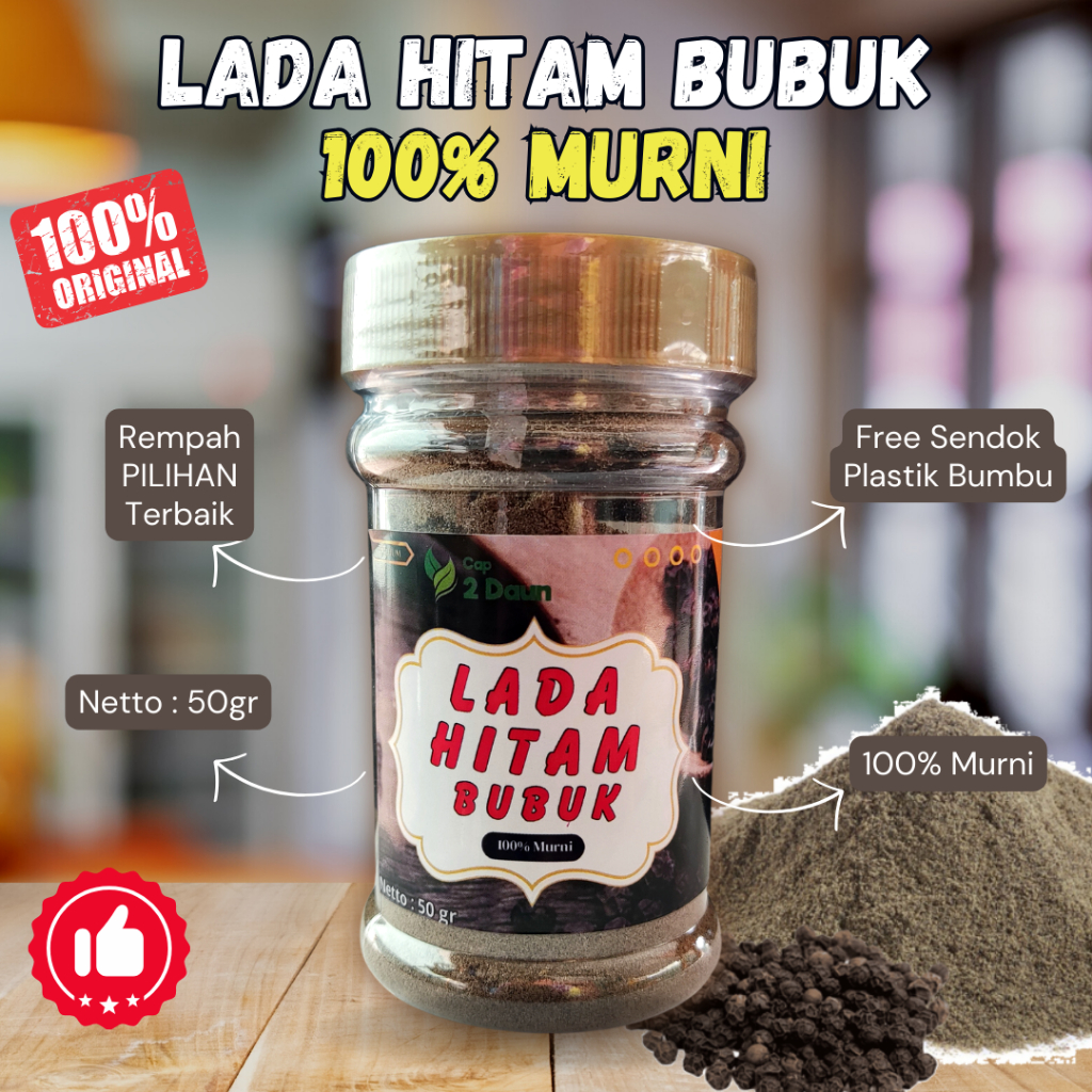 

Lada Hitam Bubuk Murni 100% - Kemasan Botol 60gram - By sorjo spice