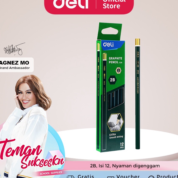 

Kirim Langsung Deli Graphite Pencil / Pensil Kayu 2B Isi 12 Nyaman Digenggam EC29 Diskon