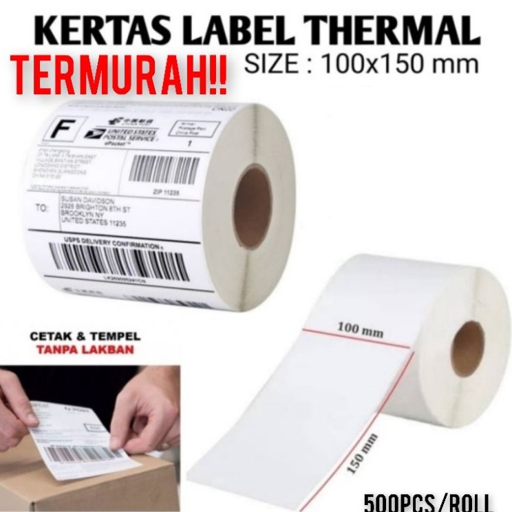 

Sale LABEL STICKER THERMAL 100 x 150MM ISI FULL 500pcs ALAS PLASTIK TERMURAH_TERBARU...050 ➬✪✸