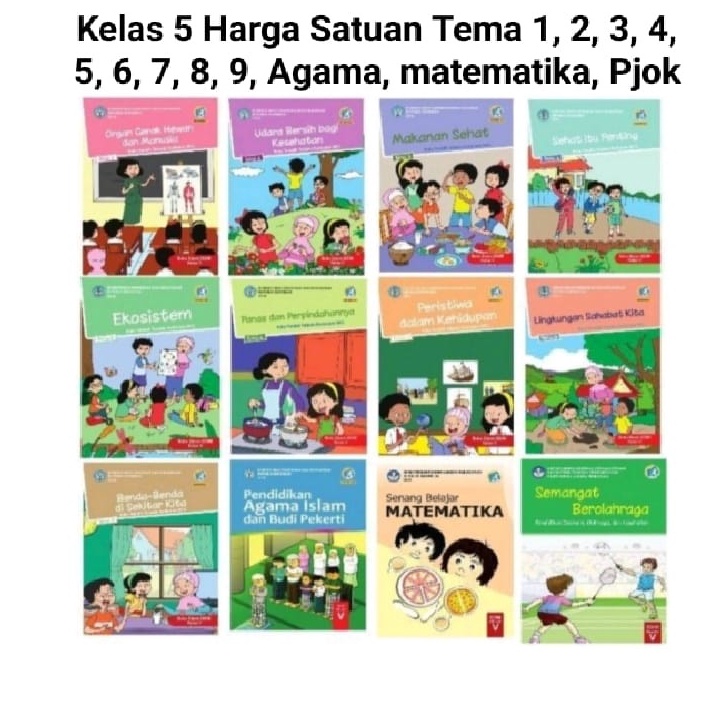 Laris Buku Tematik Kelas 5 Tema 1,2,3,4,5,6,7,8,9, Agama Isalam, Matematika, PJOK Revisi 2017 Kuriku