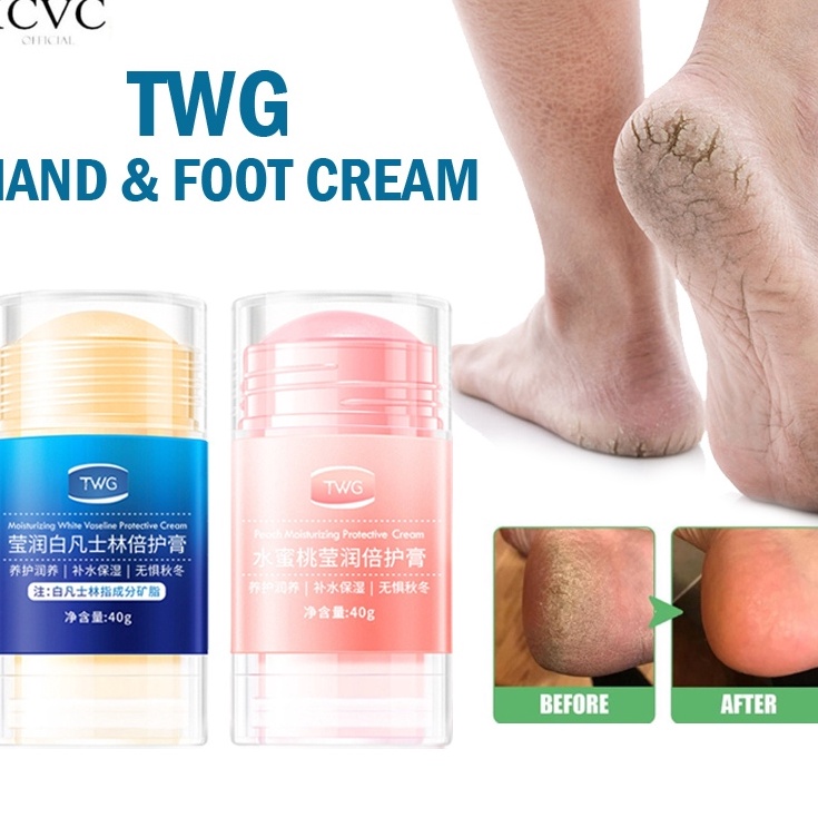 Best Seller TWG Vaseline Peach Moisturizing Cream Double Care 40g Krim Untuk Pelembab Kaki Pecah Dan