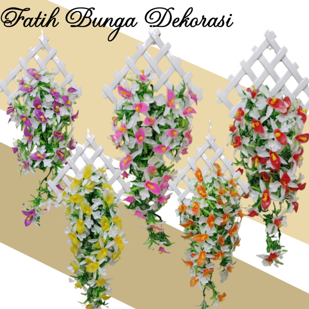 Bunga Anggrek Dinding/Bunga Rambat Tempel Plastik/Bunga Hias/Bunga Artificial