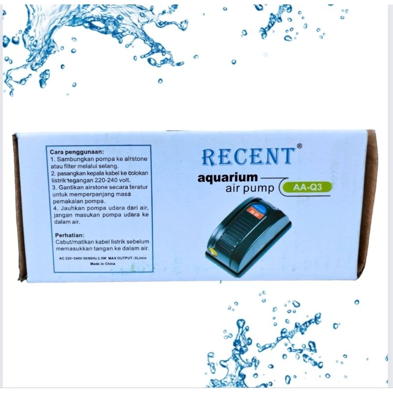 Airpump aerator gelembung udara RECENT AA Q3 udara saluran satu lubang