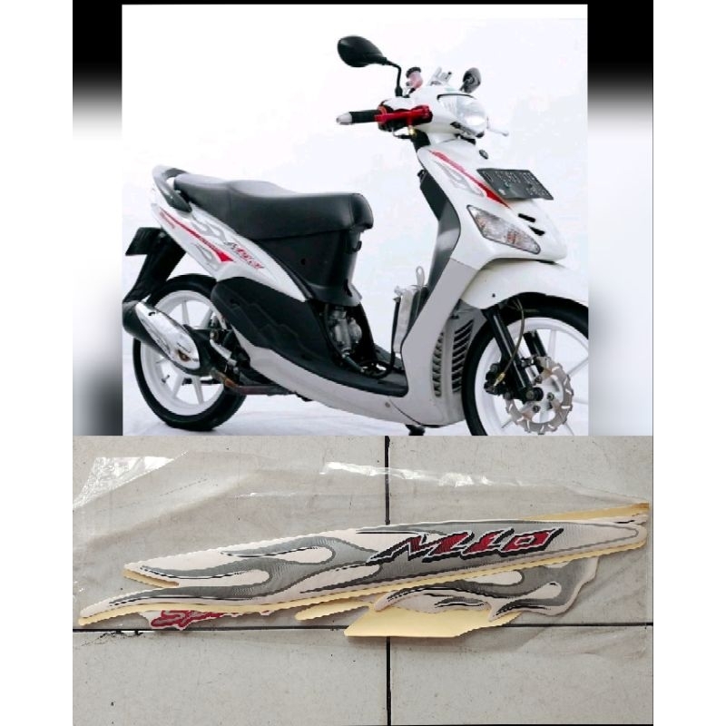 striping stiker mio sporty 2006 putih//striping mio api putih