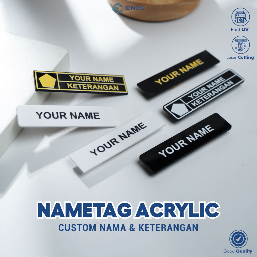 

[✲Y84$] NAME TAG AKRILIK / PAPAN NAMA DADA / MAGNET / NAMETAG PRINT UV Stock Masih Banyak