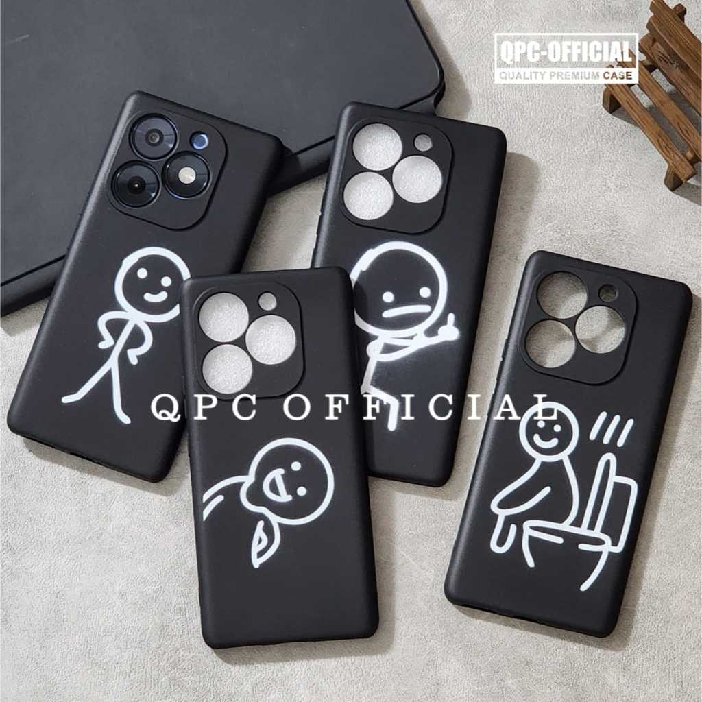 QPC - Case Aesthetic Macaron Black Redmi 9C Redmi 9T Redmi A1 Redmi A2 Case Matchman Minimalis Redmi