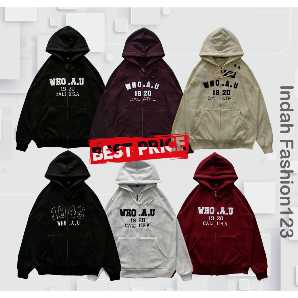 Jaket Hoodie WHO.AU California / Jaket WHO AU Zipper Pria Wanita Premium High Quality