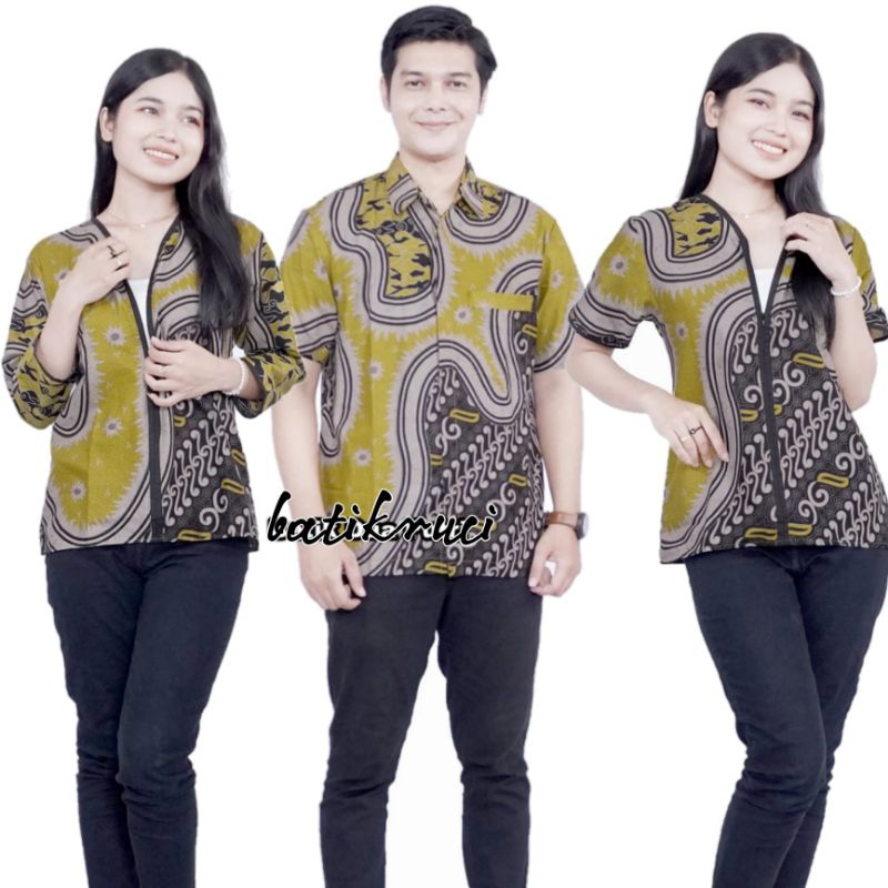 Blouse BATIK Wanita modern model Zipper ada size dari S sampe 5L.