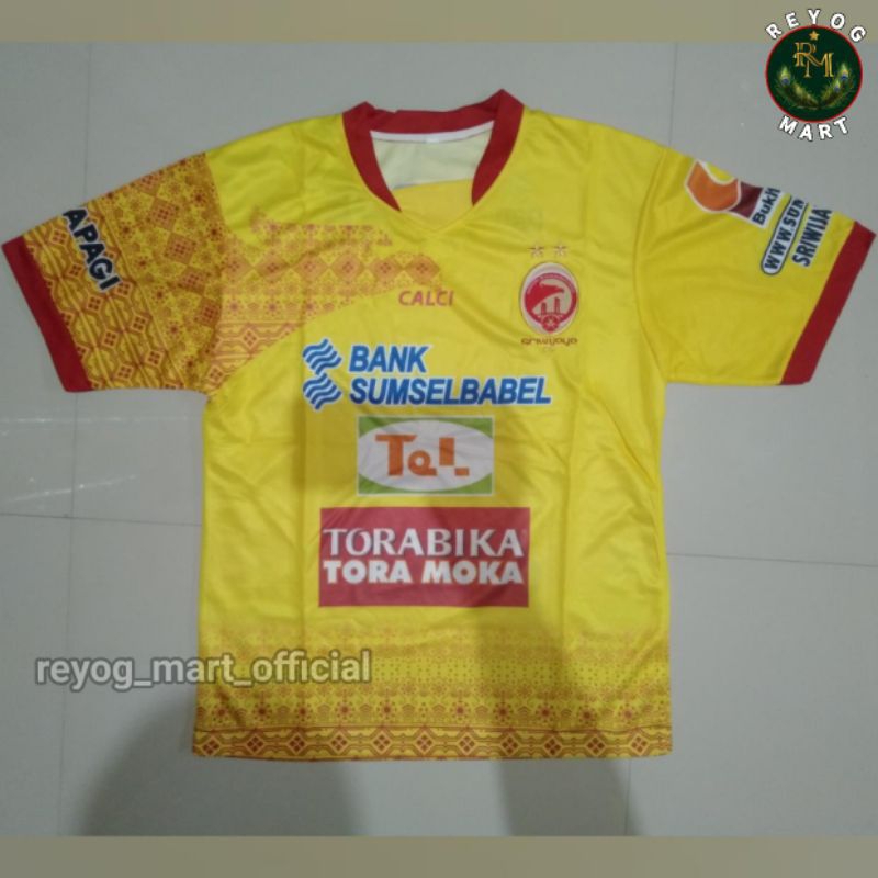 JERSEY SRIWIJAYA FC HOME 2017 LIGA 1 GOJEK KUNING PRINTING RETRO LOLAL