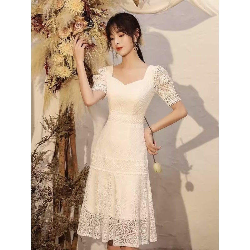 PREMIUM IMPORT TC1878 AUDREY Korean Brocade Mermaid Dress  Premium Style Korean Lace Vintage Midi Dr